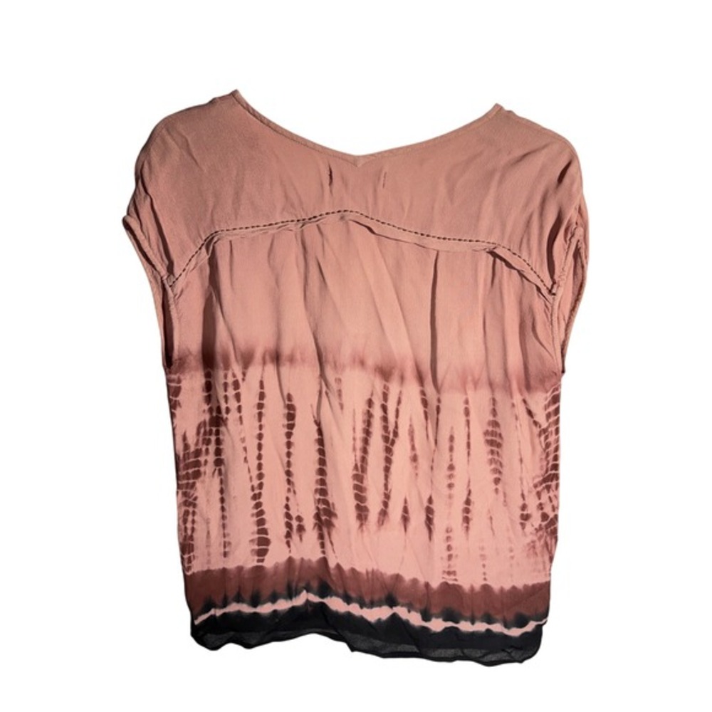 Lovestitch Mauve Black Tie Dye V-Neck Blouse Top I-10907NNU Womens Small